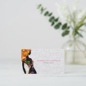 Farbenfrohe Retro-Blumendelle und weißer Blumendac Visitenkarte (Stehend Vorderseite)