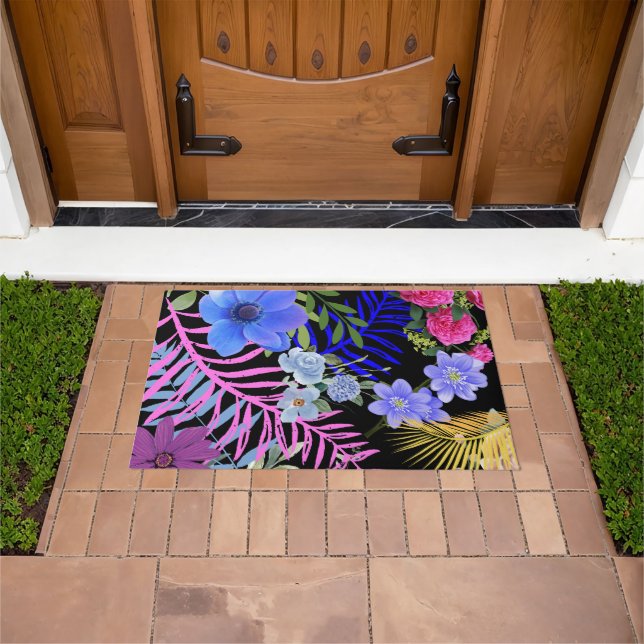 Farbenfrohe Retro-Blumenfutter, Bontanic Folies Fußmatte (Außenbereich)