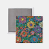 Farbenfrohe Retro Blumengarten Magnet (Vorderseite/Rückseite)