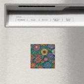 Farbenfrohe Retro Blumengarten Magnet (In Situ (Geschirrspüler))