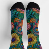 Farbenfrohe Retro Blumengarten Socken (Oben)