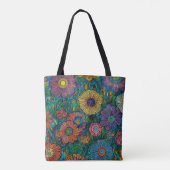 Farbenfrohe Retro Blumengarten Tasche (Rückseite)