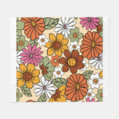 Farbenfrohe Retro-Blumenmuster im 70er-Stil. Vinta Fleecedecke (Vorderseite (Horizontal))