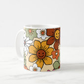 Farbenfrohe Retro-Blumenmuster im 70er-Stil. Vinta Kaffeetasse (Vorderseite Links)