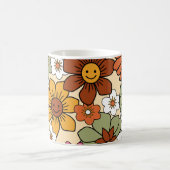 Farbenfrohe Retro-Blumenmuster im 70er-Stil. Vinta Kaffeetasse (Mittel)