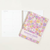 Farbenfrohe Retro-Blumenmuster Personalisierter Pl Planer (Anzeige)