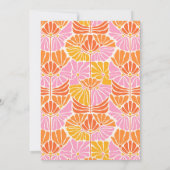 Farbenfrohe Retro Blumenorange Orange 40. Geburtst Einladung (Rückseite)