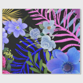 Farbenfrohe Retro-Blumenzange Geschenkpapier (Flach)