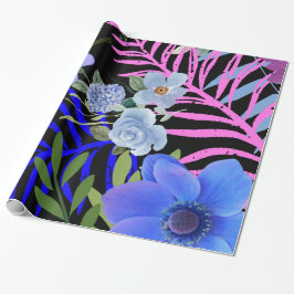 Farbenfrohe Retro-Blumenzange Geschenkpapier