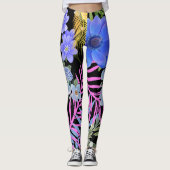 Farbenfrohe Retro-Blumenzange Leggings (Vorderseite)