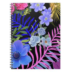 Farbenfrohe Retro-Blumenzange Notizblock