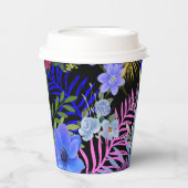 Farbenfrohe Retro-Blumenzange Pappbecher (Vorderseite)