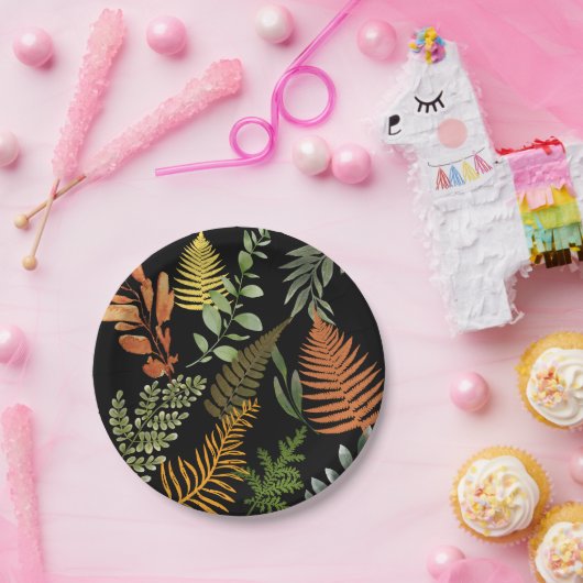 Farbenfrohe Retro-Blumenzange Pappteller (Party)