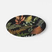 Farbenfrohe Retro-Blumenzange Pappteller (Schrägansicht)