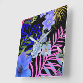 Farbenfrohe Retro-Blumenzange Quadratische Wanduhr (Winkel)