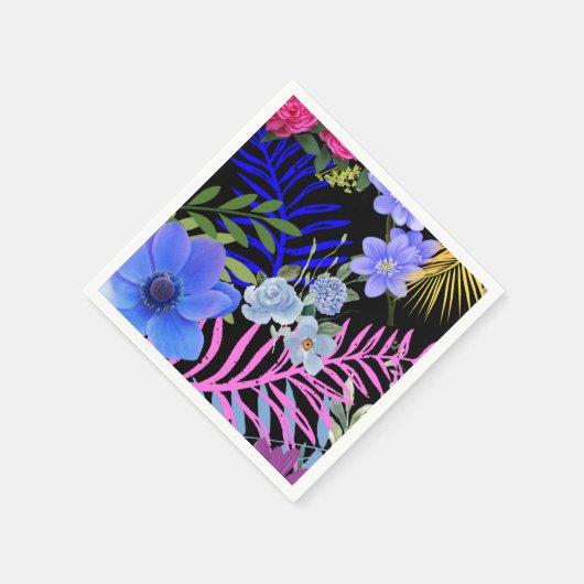 Farbenfrohe Retro-Blumenzange Serviette (Ecke)