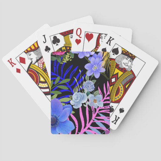 Farbenfrohe Retro-Blumenzange Spielkarten (Rückseite)