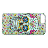 Farbenfrohe Retro Blumenzucker Schädel Case-Mate iPhone Hülle (Rückseite (Horizontal))