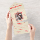 Farbenfrohe Retro-Bogen Foto Hochzeit All In One Einladung (Abreißen)