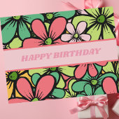 Farbenfrohe Retro Boho Floral Happy Birthday Postkarte