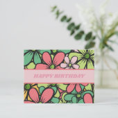 Farbenfrohe Retro Boho Floral Happy Birthday Postkarte (Stehend Vorderseite)