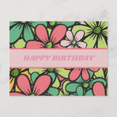 Farbenfrohe Retro Boho Floral Happy Birthday Postkarte (Vorderseite)