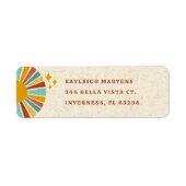 Farbenfrohe Retro Boho Sun Rücksendeadresse (Vorne)