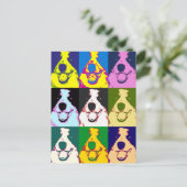 Farbenfrohe Retro Border Collie Pop Postkarte (Stehend Vorderseite)