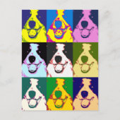 Farbenfrohe Retro Border Collie Pop Postkarte (Vorderseite)