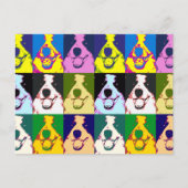 Farbenfrohe Retro Border Collie Pop Vertikal Postkarte (Vorderseite)