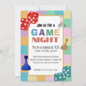 Farbenfrohe Retro-Brettspiele Einladung (Vorderseite)