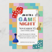 Farbenfrohe Retro-Brettspiele Einladung (Vorne/Hinten)