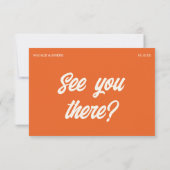 Farbenfrohe Retro Bright Bold Funky Moderne Hochze RSVP Karte (Rückseite)