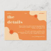 Farbenfrohe Retro Bright & Bold Hochzeitsdetails Begleitkarte (Vorderseite)