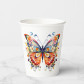 Farbenfrohe Retro-Butterfly Pappbecher (Rückseite)