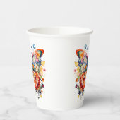 Farbenfrohe Retro-Butterfly Pappbecher (Links)