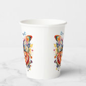 Farbenfrohe Retro-Butterfly Pappbecher (Rechts)