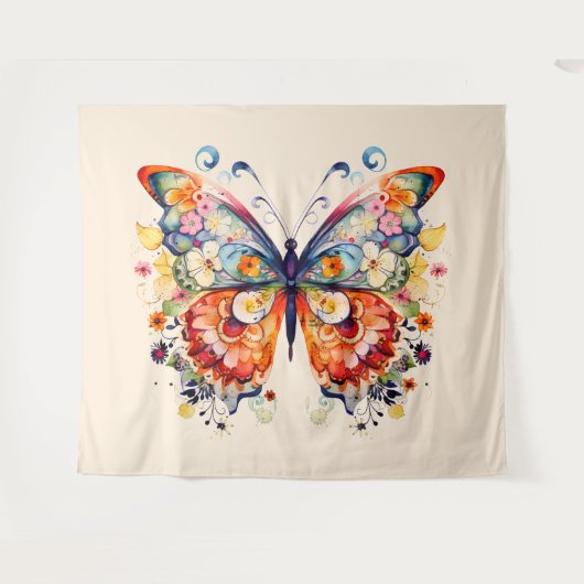 Farbenfrohe Retro-Butterfly Wandteppich (Vorderseite (Horizontal))