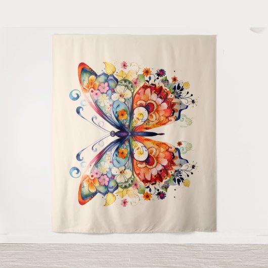 Farbenfrohe Retro-Butterfly Wandteppich (Vorderseite)