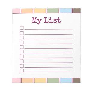 Farbenfrohe Retro-Checkliste Notizblock