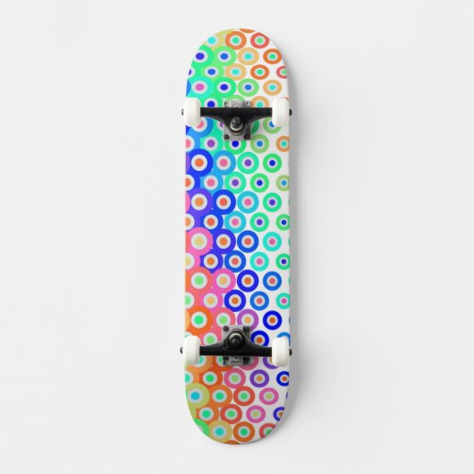 Farbenfrohe Retro Circles Skateboard (Vorderseite)