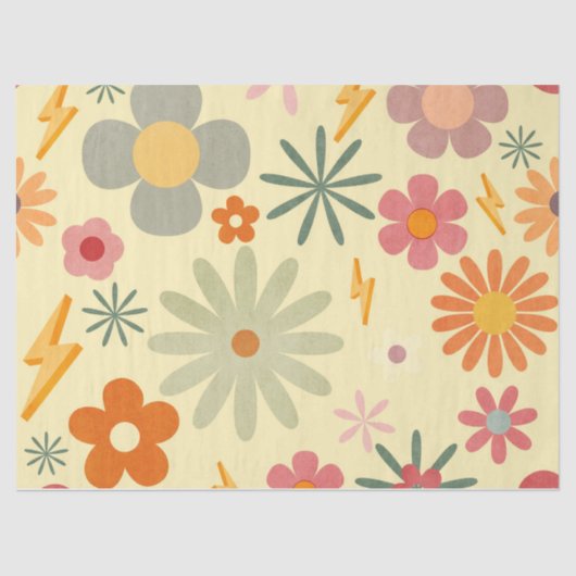 Farbenfrohe Retro Daisy Blume Kunsthandwerk Tissue Seidenpapier (Vorderseite)
