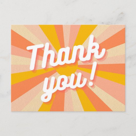 Farbenfrohe Retro Danke Postkarte (Vorderseite)