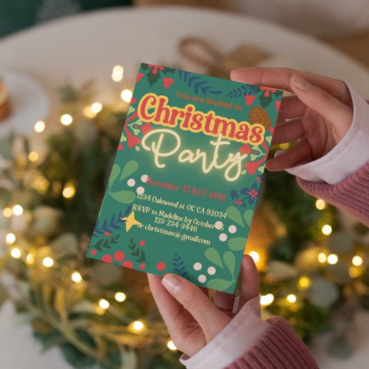 Farbenfrohe Retro der modernen Weihnachtszeit-Part Einladung