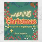 Farbenfrohe Retro der modernen Weihnachtszeit-Part Weinetikett (Einzelnes Label)