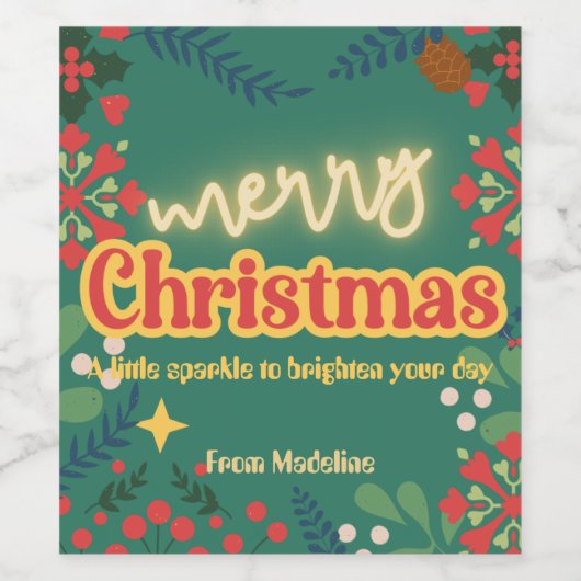 Farbenfrohe Retro der modernen Weihnachtszeit-Part Weinetikett (Einzelnes Label)