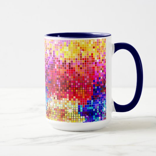Farbenfrohe Retro Disco Ball Mirrors Muster Tasse (Rechts)