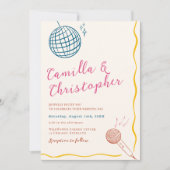 Farbenfrohe Retro-Disco-Hochzeit Einladung (Vorderseite)