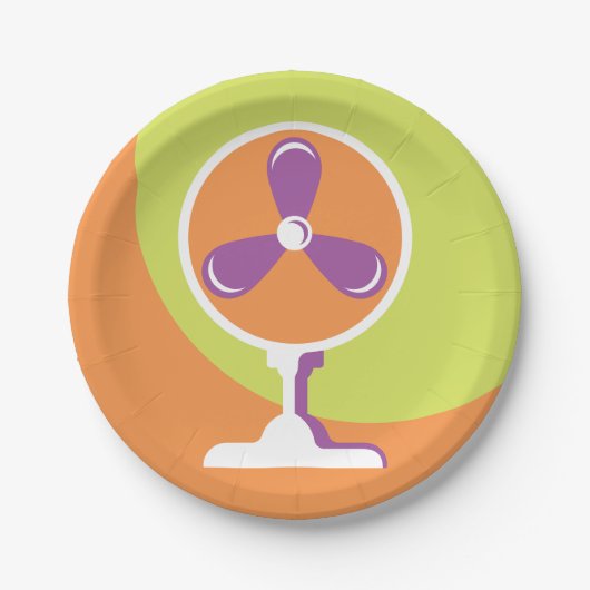 Farbenfrohe Retro Electric Ventilator Sommer Pop K Pappteller (Vorderseite)