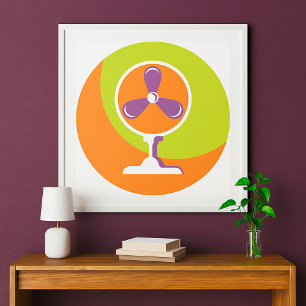 Farbenfrohe Retro Electric Ventilator Sommer Pop K Poster
